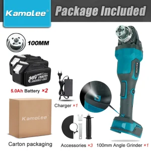 18500RPM 3-Speed Brushless Angle Grinder for 18V Makita Lithium-Ion Battery, Kamolee MT Series M10 100MM Cutting Power Tool