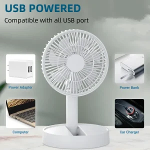 Portable Folding USB Desk Fan with 4 Speed Settings and Timer for Personal Air Circulation