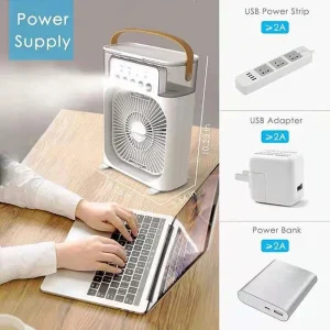 Mini Multi-Functional Air Adjustment Device with Cooling, Humidifying and Circulating Air Capabilities, Ideal for Home, Office and Travel