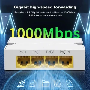 IEEE802.3af/at Compliant 4 Port Gigabit PoE Network Switch Extender Repeater for IP Cameras and NVR Systems