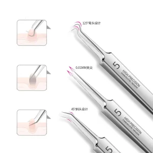 High Precision German Engineered Blackhead Extractor Clip Tweezers for Effective Pimple and Acne Treatment