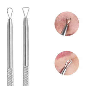 Stainless Steel Dual Head Acne Needle Extractor for Removing Blackheads Whiteheads and Pimples with Comfort Grip Handle