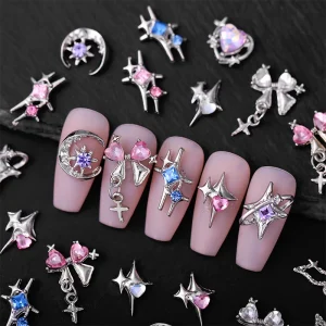 5PCS Professional Nail Jewelry Parts Alloy Love Heart Charms for Nail Art Nail Decoration Supplies