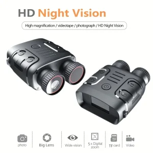 Professional 1080P Infrared Night Vision Binoculars for Hunting and Boating with 5X Digital Zoom and Photo Video Capture