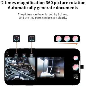 iPhone Compatible Endoscope Camera with 8mm Probe, IP67 Waterproof, 70-Degree View Angle, and Adjustable LED Lights for Automobile Engine, Pipe, and Underwater Exploration