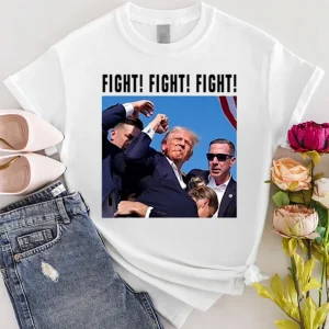 Hot Fashion Short Sleeve T-Shirts with Funny FIGHT FIGHT FIGHT Printed Design