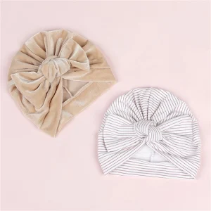 Cotton Turban Headwrap for Newborn Babies with Large Bowknot and Flower Print Design