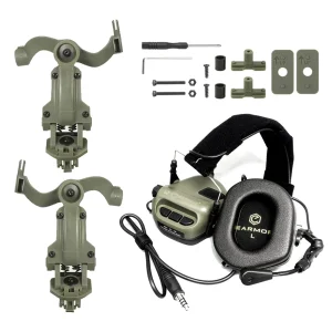 Earmor Tactical Headphones with 360° Rotation Bracket and NATO Standard 7.0 Plug for PTT, Ideal for Hunting and Shooting Sports