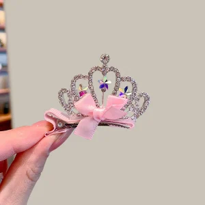 3D Crown Hair Accessories for Kids, Sparkling Rhinestone Hairpin for Little Princesses