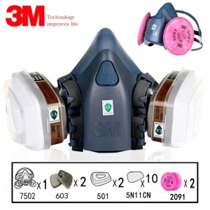 3M 7502 Medium Half Face Respirator Mask for Painting Spraying Organic Vapor Chemical Gas Filter Protection