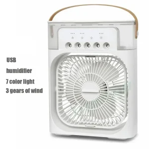 Small Household Air Cooler Hydrocooling Fan with 3 Speed and 3 Mist Modes, Low Noise and USB Powered