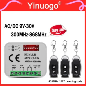 300MHz-868MHz MultiFrequency Garage Door Remote Control RX-MULTI Receiver AC/DC 9V-30V 2CH Gate Opener Controller