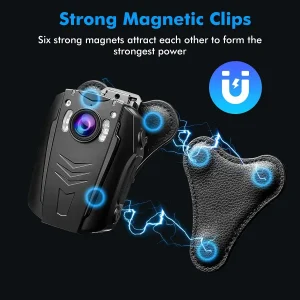 Universal Magnetic Body Camera Mount Clip with Strong 6-Piece Magnet Suction for All Model Body Cameras