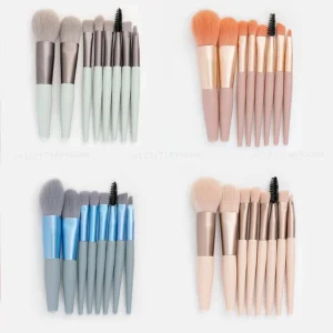 Complete 8pcs Make Up Brush Collection for Flawless Face and Eye Makeup Application, Powder, Foundation, Blush, and Concealer