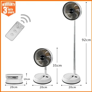 Rechargeable Wireless Floor Standing Fan with USB Remote Control for Indoor and Outdoor Use