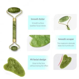 Green Gemstone Face Massage Device with Facial Scraping Board for Precise Skincare