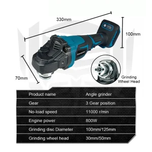 German translations: Hochleistungs-Schnell-Brushless-Winkel-Schleifer für 18V Makita-Akku, Kamolee MT Serie M10 18500RPM 3-Gang-Schneid-Werkzeug