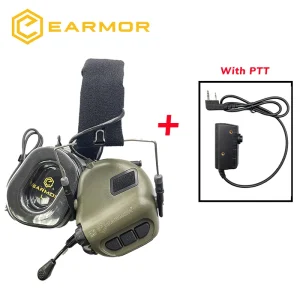 EARMOR M32 MOD4 Tactical Headset with U94 PTT Adapter Set for Two Way Radio Communication Noise Reduction and Ear Protection Shooting Accessories