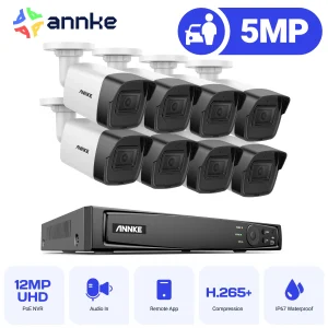 5MP Outdoor POE IP Security Camera System with 8CH NVR and H.265+ Video Compression