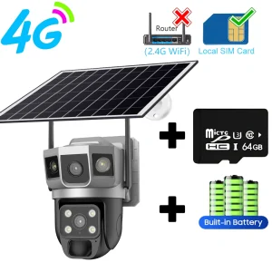 Waterproof and Dustproof 4G SIM Card WiFi Camera with 3 Screens Simultaneous Preview for Home Security Monitoring