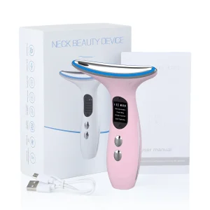 Advanced Neck and Face Beauty Care System with Multi-Color LED Light, EMS Massager, and Thermal Therapy for Wrinkle Removal and Skin Firming