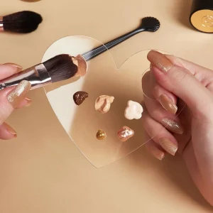 Makeup Artist Must-Have Acrylic Palette with Spatula for Easy Mixing of Liquid Foundation Eye Shadow and Cream Cosmetic Pigments