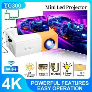 YG300 WiFi LED HD Home Cinema Projector with Auto Focus and Bluetooth for Portable Outdoor Movie Nights