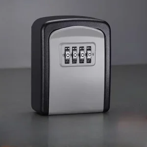 Weather-Resistant Aluminum Alloy Key Box with 4-Digit Password Lock and Secret Storage Compartment