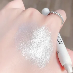 White Silver Waterproof Eye Brightening Pen with Flash Pearl Shade and Fine Tip Eyeliner for Long-Lasting Results