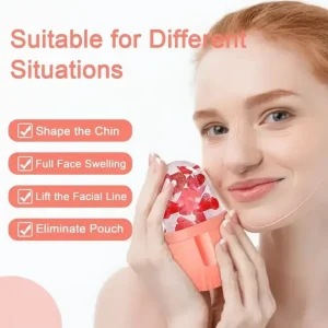 Silicone Facial Ice Roller for Eye Lifting and Contouring, Anti-Aging Skin Care Massage Tool with Ice Cube Tray