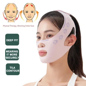 Pink Beauty Face Sleeping Mask V Shape Lifting Anti-Aging Chin Cheek Slimming Strap Band for Facial Care