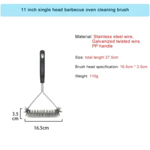 Long Handle Grill Brush with Steel Wire Bristles and Scraper Edge – Effective BBQ Cleaner for Grates, Racks, and Burners