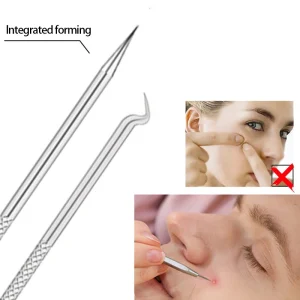 Professional Stainless Steel Acne Needle Set for Blackhead and Whitehead Removal with 4-5 Pcs Surgical Grade Double Head Pimple Extractor Tools for Skin Care and Beauty Treatment