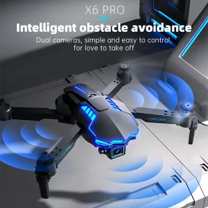 X6 PRO 4K Dual Camera Optical Flow Foldable Drone with Headless Mode, Altitude Hold, and Emergency Stop Function for Aerial Photography and Videography