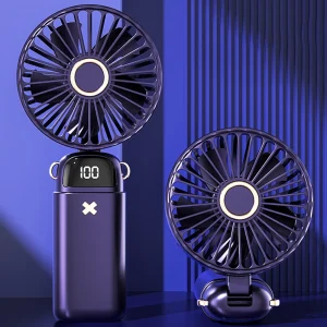 Portable Handheld 5-Speed Mini Desktop Fan with Cell Phone Holder and LED Power Indicator for Home Office and Camping