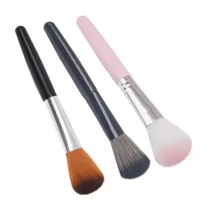 Soft Bristle Loose Powder Brush for Face Makeup, Blush, Contouring, Highlighting and Shadow with Durable Plastic Handle and Aluminum Tube