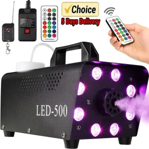 500W LED Smoke Machine with DMX512 and RGB Lighting for Wedding, Christmas, and Stage Show Effects