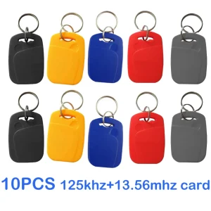 Waterproof Dustproof 10pcs 2 in 1 RFID Key Tag 125KHZ T5577 13.56MHZ UID Rewritable IC ID Composite Access Control Keyfob