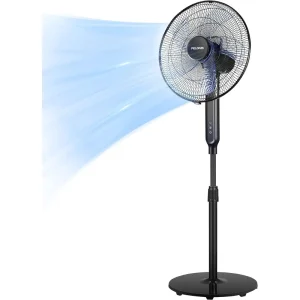 Ultra-Quiet 12-Speed DC Motor Oscillating Stand Up Fan with Adjustable Height and Remote Control for Home or Office Use