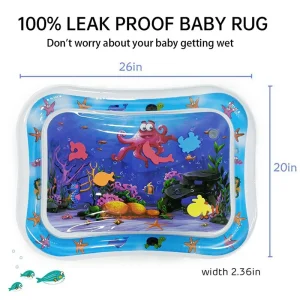 Baby Tummy Time Water Pad with Thick PVC Construction and Detachable Air Inflated Edge for Early Childhood Education