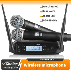 GLXD24 Beta58 2-Channel Wireless Microphone System for Karaoke, Stage Shows and Home Entertainment with UHF Dynamic Handheld Mics