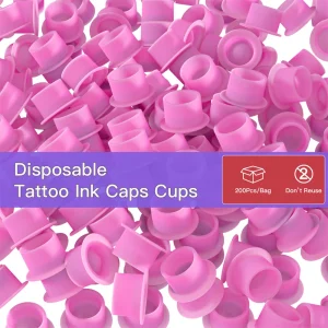 200 Count Silicone Tattoo Ink Cap Containers Disposable Permanent Makeup Pigment Holders for Tattoo Studio Supplies