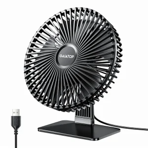 Ultra Quiet 4 Speed Adjustment Portable Desk Fan with 90° Adjustable Head and USB Powered Design for Home Office and Bedroom