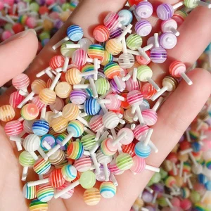 Kawaii 3D Colorful Resin Lollipop Nail Art Charms Bulk Accessories 20pcs/Bag for Mini Nail Jewelry Designs