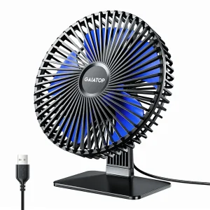 Ultra Quiet 4 Speed Adjustment Portable Desk Fan with 90° Adjustable Head and USB Powered Design for Home Office and Bedroom