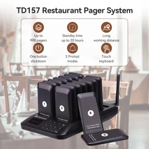 Wireless Restaurant Paging System Food Truck Caller Buzzer Coaster Receiver Kit for Cafe Bar Pub