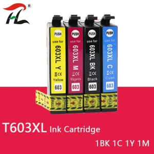 Ink Cartridge for Epson Expression Home XP-2100 to XP-4105 and WorkForce WF-2810 to WF-2850 Printers, 603XL T603 E603 High Capacity Dye Ink Compatible Chip