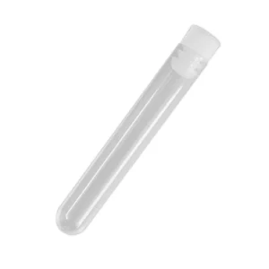 100 Piece Set of Clear Plastic Lab Test Tubes with White Screw Caps, 12x75mm, for Holding Small Items, Liquids, and Samples