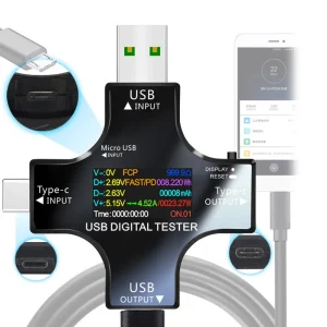 USB Type-C Digital Voltmeter Ammeter Multimeter Tester with Bluetooth and PD Protocol Support