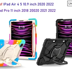 iPad 7th 8th 9th 10th Generation Case with Rotation Handle, Shockproof Rugged Cover Compatible with Air 4 5 Pro 9.7 10.2 10.9 11 inch Tablet